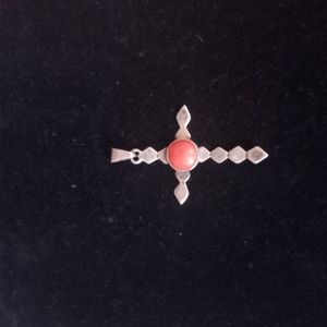 Sterling Silver Coral Cross
